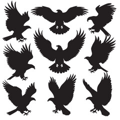 Obraz premium set of eagle black vector silhouettes