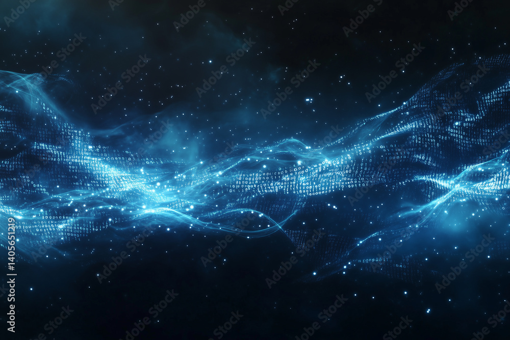 Poster blue binary data cyberspace background