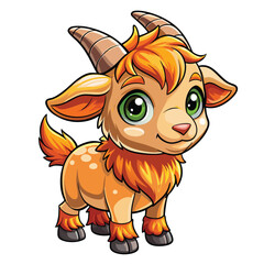 Obraz premium Cute cartoon goat with vibrant colors