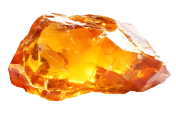 Isolated Photo Of A Citrine Crystal With Orange And Yellow Hues On A Transparent Background