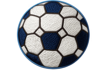 Isolated Photo Illustration of Soccer Ball with Blue and White Pattern on Transparent Background