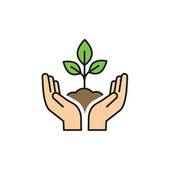 Nurturing Growth: A visual depiction of hands cradling a young plant, embodying care, cultivation, and the essence of nature's renewal.