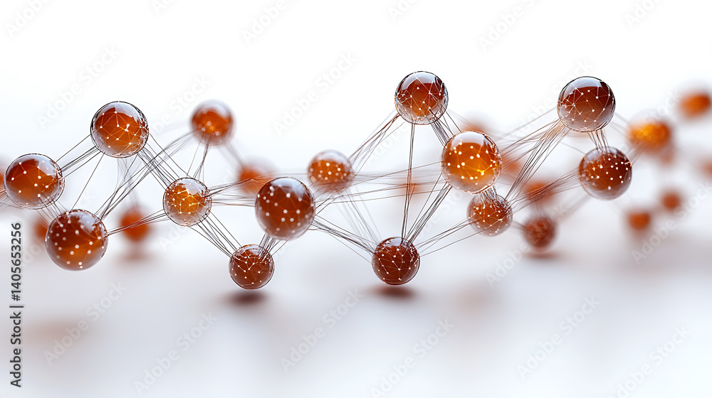 Aufkleber a close-up of molecular structures, abstract depiction of a network, demonstrating concepts of inter