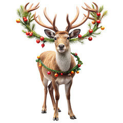 Obraz premium christmas reindeer with red ribbon