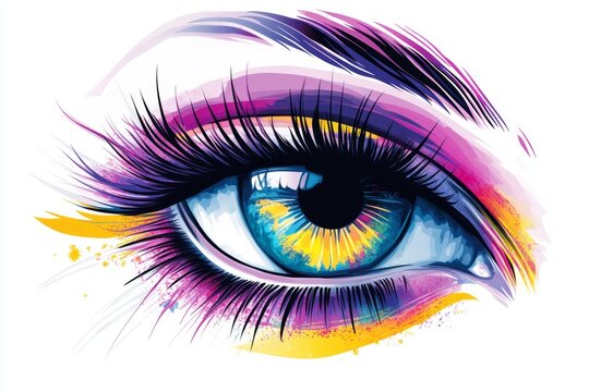 Colorful eye illustration with vibrant makeup