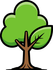 A Simple illustration of a Tree : A vibrant and friendly illustration of a tree, showcasing its trunk and leaves with a minimalistic aesthetic.
