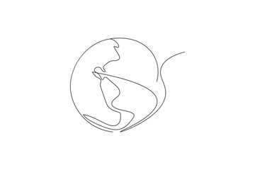 Earth globe one line drawing of world map minimalist vector illustration isolated out line vector
