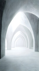 Mysterious architectural passage abstract space digital art ethereal light wide angle minimalism for modern aesthetics
