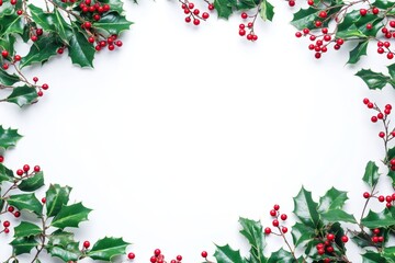 Festive holiday greenery border