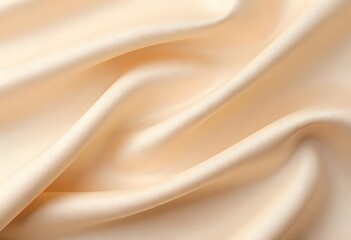 Obraz premium A seamless, high-resolution close-up of smooth champagne beige satin fabric with soft diagonal folds and a subtle sheen