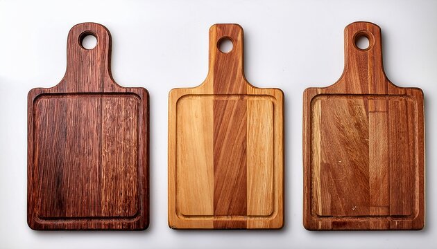 3 cutting boards isolated from bkg