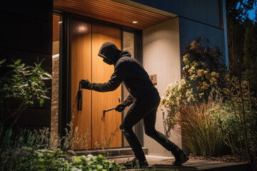 thief breaking into a house