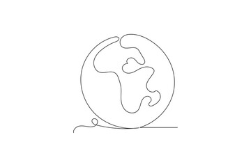 Earth globe one line drawing of world map minimalist vector illustration isolated out line vector
