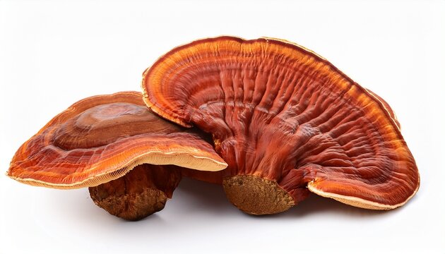 ganoderma lucidum mushroom isolated on white background
