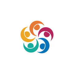 Adoption community unity and group people work  family care logo vector