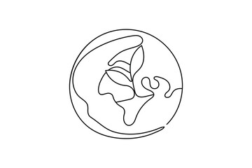 Earth globe one line drawing of world map minimalist vector illustration isolated out line vector
