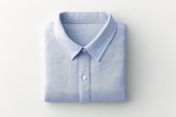 Elegant folded blue shirt displayed on a neutral background for fashion and retail presentation
