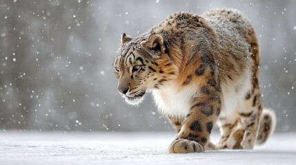 Fototapeta premium Generic Snow Leopard Overview Prowling 9it2h2h Blizzard