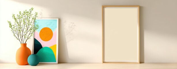 Colorful Summer Solstice Illustration with Minimalist Design and Pastel Tones for Modern Decor