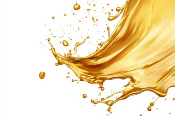 Golden liquid splash against white background