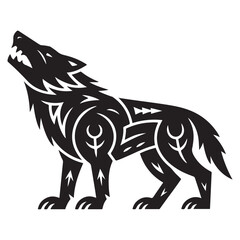 tribal tattoo wolf designs. Vector Black silhouettes. with white background