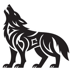 tribal tattoo wolf designs. Vector Black silhouettes. with white background