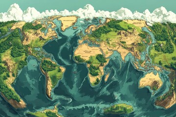 world map old view of the world antique style