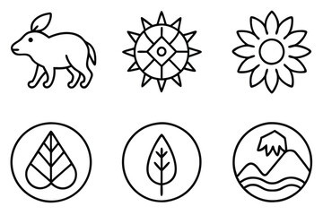 Biodiversity symbol line art tribute to wild earth beauty
