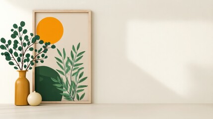 Midsummer in Sweden Illustration with Pastel Colors and Greenery for Scandinavian Home Décor