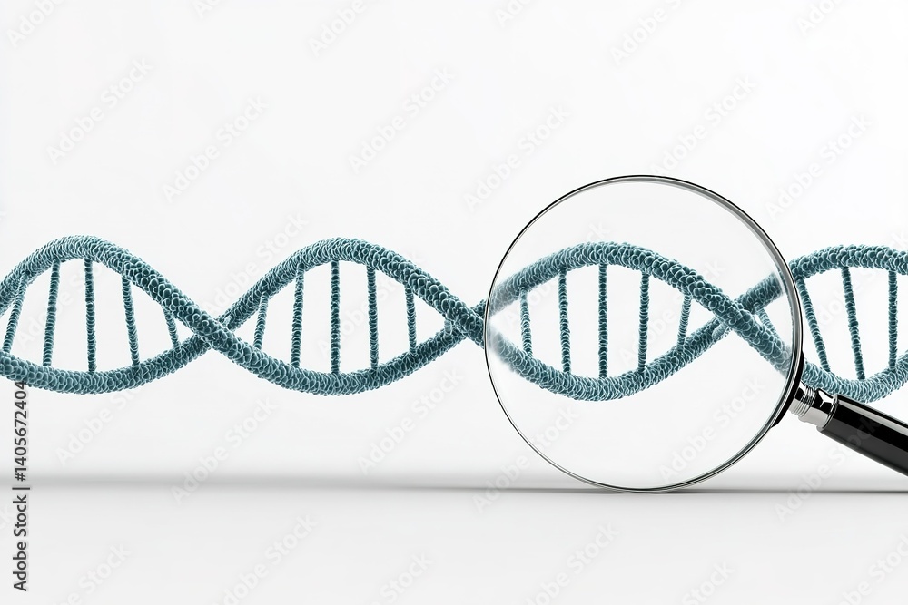 Poster magnifying a blue dna double helix model reveals intricate details of genetic structure and composit