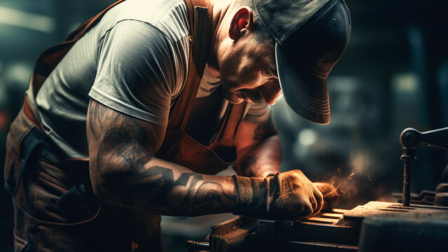 A person working on a piece of metal with a blowtorch