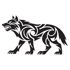 tribal tattoo wolf designs. Vector Black silhouettes. with white background
