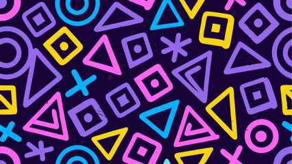 Memphis geometric seamless pattern. Cute kid doodle design. 3