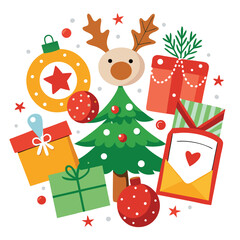 Christmas cards clipart on white background 