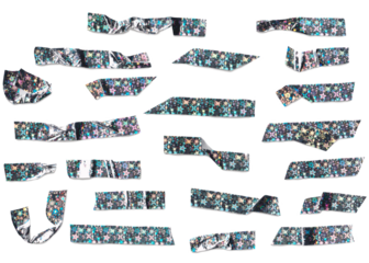Collection of Silver Holographic Glitter Tape Pieces on Transparent Background Shiny Iridescent Decorative Strips Adhesive Scrap Materials Design Elements Art and Craft