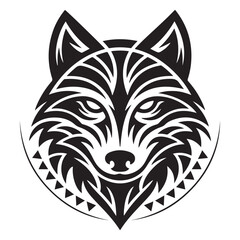 tribal tattoo wolf designs. Vector Black silhouettes. with white background