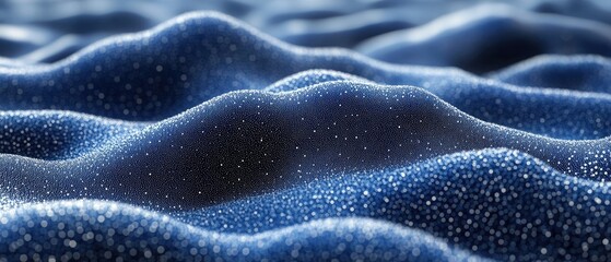 Rolling, glistening abstract terrain with blue hues, subtle shading, and dotted texture at shallow depth
