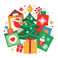 Christmas cards clipart on white background 