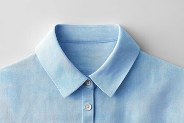 Soft blue collar shirt displayed on a neutral background highlighting its texture and design