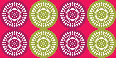 African ethnic traditional pink pattern. seamless beautiful Kitenge, chitenge style. fashion design in colorful. Geometric circle abstract motif. Floral Ankara prints, African wax prints.