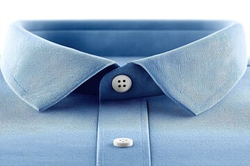 Classic light blue button-up shirt with a neatly pressed collar showcasing high-quality fabric and attention to detail