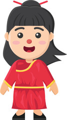 chinese cheongsam asia celebrate character holiday china man woman costume red lunar new year flat