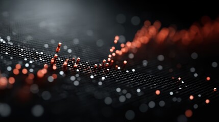 Obraz premium Abstract digital art with red and white lights on dark background