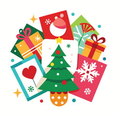 Christmas cards clipart on white background 