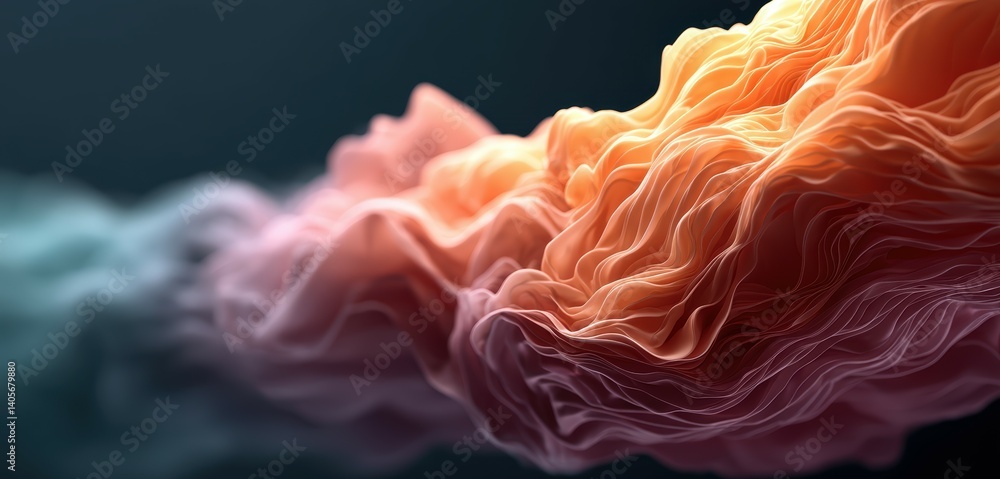 Aufkleber abstract flowing waves of colorful fabric-like texture against dark background