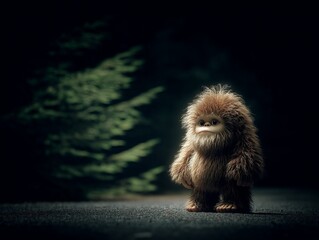 Adorable baby Sasquatch in a playful pose, capturing the charm and innocence of this legendary creature. Perfect for cute, whimsical, or fantasy-themed concepts.