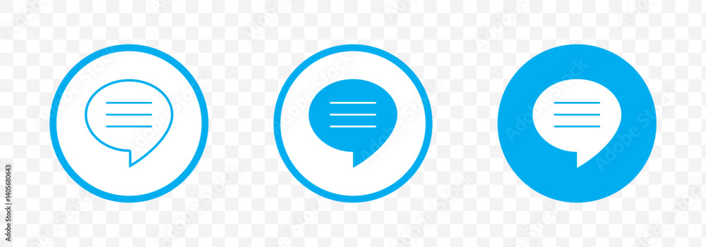 Poster simple blue vector icon chat. collection of line art speech bubble icon vector on white background. 