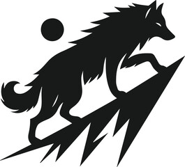 Mountain with wolf vector