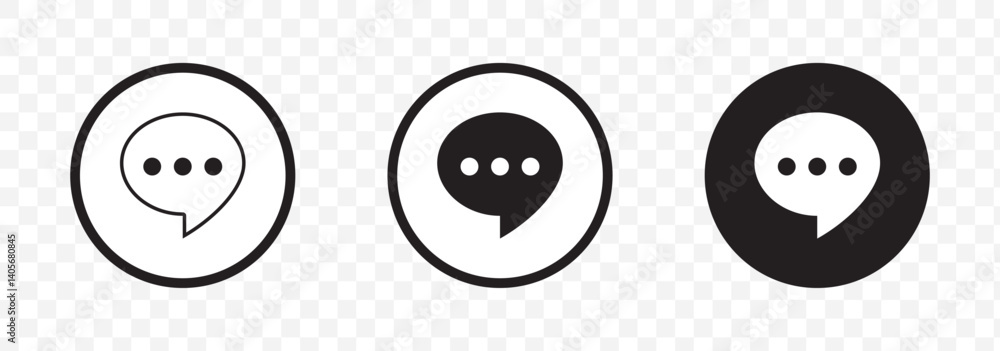 Poster chat box with black lines representing message or conversation icon design on transparent background