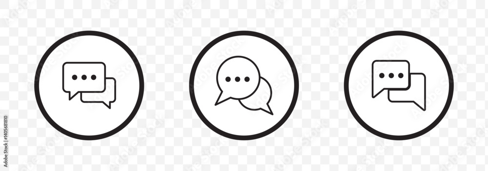 Poster black chat box with lines representing message or conversation icon design on transparent background